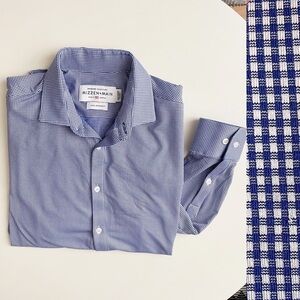 Mizzen+Main Men’s Spinnaker Performance Dress Shirt Blue Standard Fit Size Large